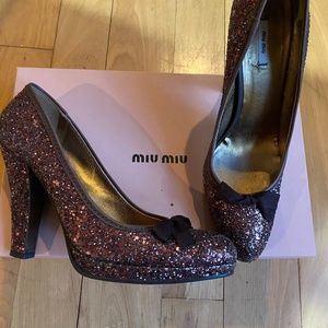 Miu Miu Glitter Pump Shoes